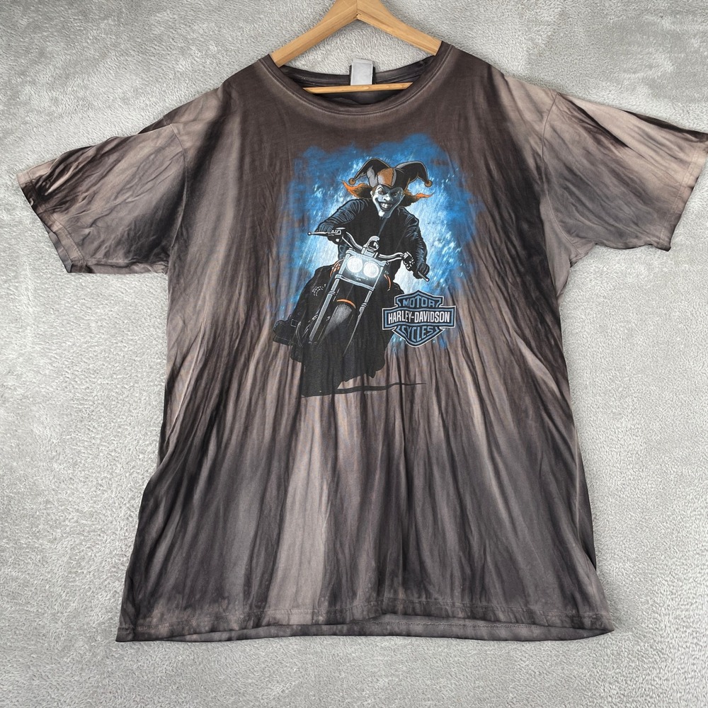Harley Davidson Shirt Mens XL Brown Tie Dye Jester Moto Route 66 Canada